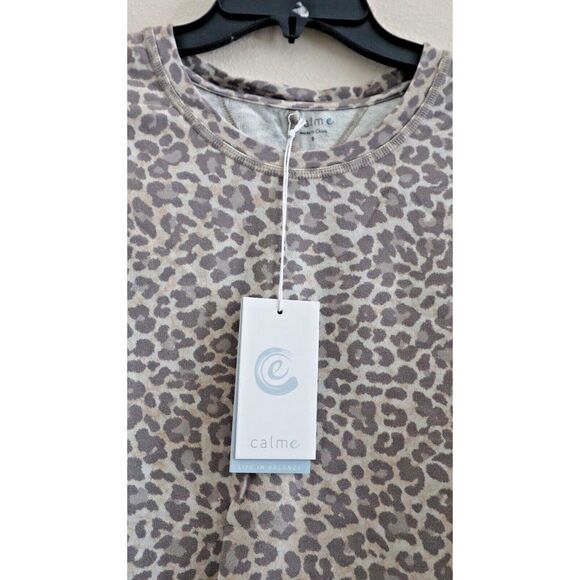 Calme x Johnny Was Women's Sz S Animal Print Boxy Crew Neck Shirt Blouse $68 - Picture 5 of 6